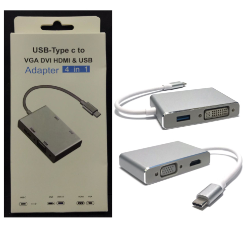 Type C 4-in-1 Hub (HDMI + DVI + VGA + USB 2.0)